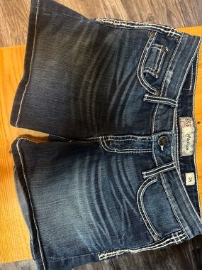 Bke Dark Blue Women’s Denim Shorts with Contrast Stitching